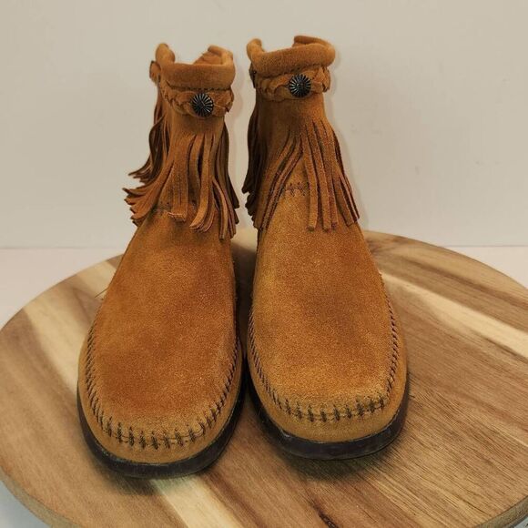 Minnetonka Back Zip Boot - Chestnut Women's Size 9.5 - Picture 2 of 10